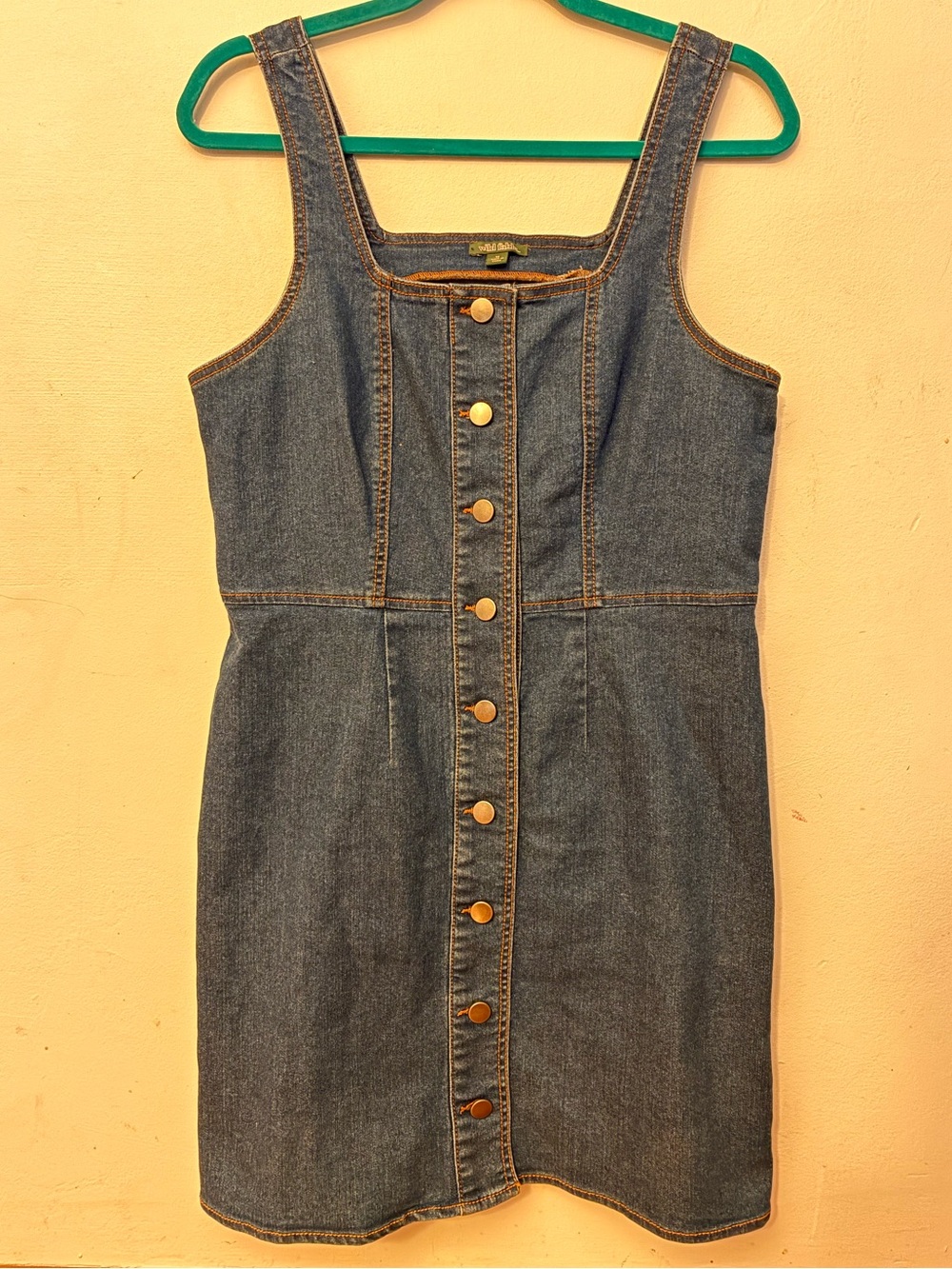 wild fable Blue Denim Button-Front Mini Dress
